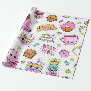 Pattern Funny Unicorn Magic Rainbow Cute       Wrapping Paper