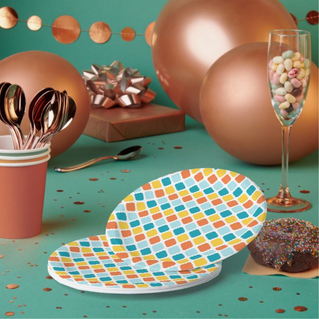  Pattern Geometric Vintage Stylish Modern        Paper Plate (Multi)