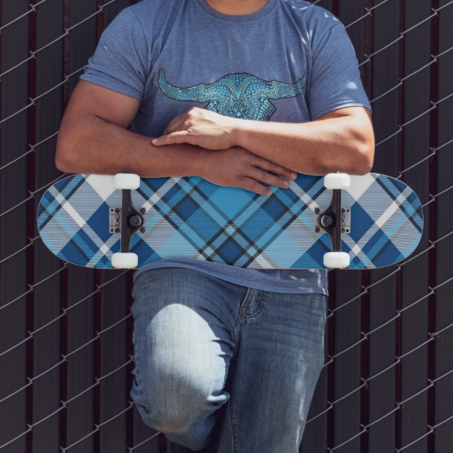 Pattern Geometric Vintage Trendy Blue    Skateboard (Outdoor 3)