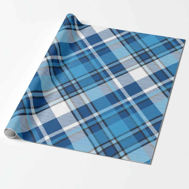 Pattern Geometric Vintage Trendy Blue  Wrapping Paper (Unrolled)