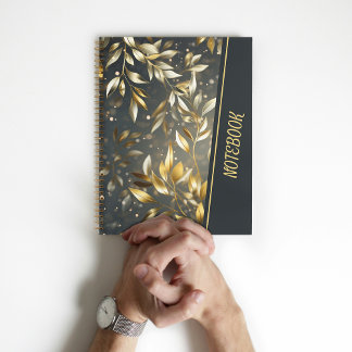 Pattern Gold Leaves Notebook