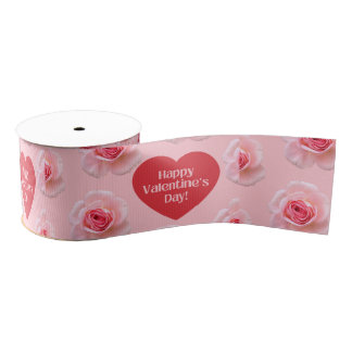 Pattern Happy Valentine`s Day 2023 Background Grosgrain Ribbon