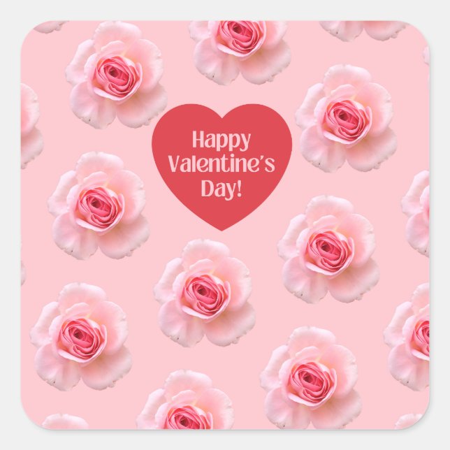 Pattern Happy Valentine`s Day 2023 Background    Square Sticker (Front)