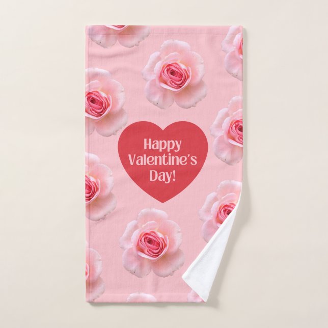 Pattern Happy Valentine`s Day 2024 Background      Hand Towel (Hand Towel)