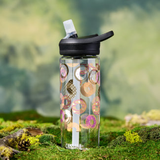 Pattern Heart Doughnuts Valentines Pink Water Bott Water Bottle