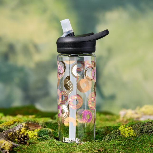 Pattern Heart Doughnuts Valentines Pink Water Bott Water Bottle (Outdoor)