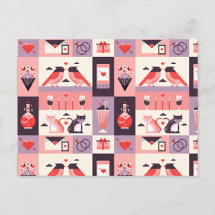 Pattern Heart Love Romance Valentine's Day Wedding Postcard