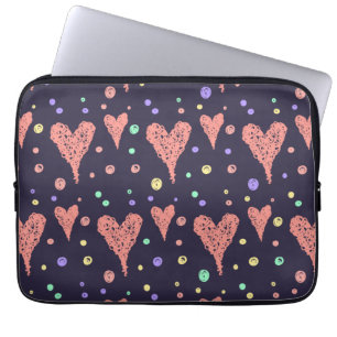 Pattern Hearts Colourful Girly Modern Cute Laptop Sleeve