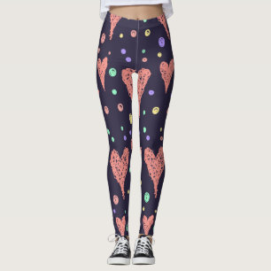 Pattern Hearts Colourful Girly Modern Cute     Leggings