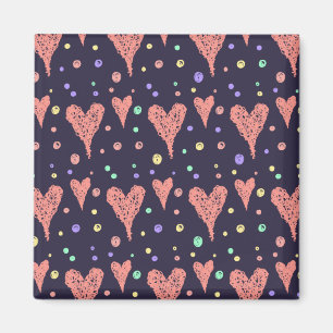 Pattern Hearts Colourful Girly Modern Cute Magnet