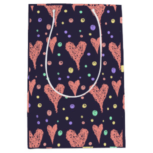 Pattern Hearts Colourful Girly Modern Cute      Medium Gift Bag