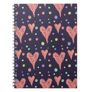 Pattern Hearts Colourful Girly Modern Cute Notebook