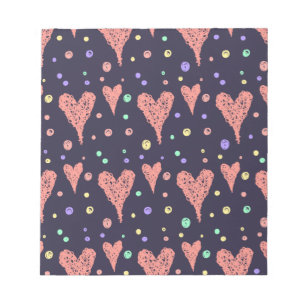 Pattern Hearts Colourful Girly Modern Cute Notepad