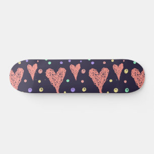 Pattern Hearts Colourful Girly Modern Cute   Skateboard