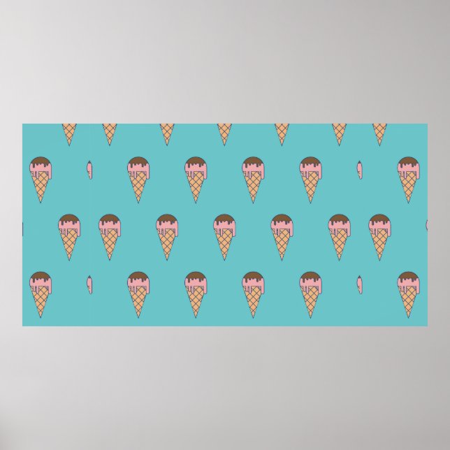 Pattern Ice cream on Pastel colour background, vin Poster (Front)