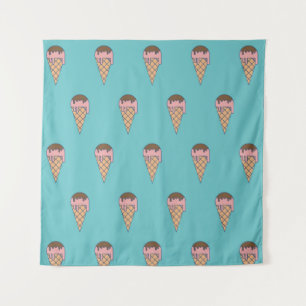 Pattern Ice cream on Pastel colour background, vin Tapestry