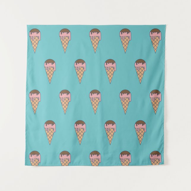 Pattern Ice cream on Pastel colour background, vin Tapestry (Front)
