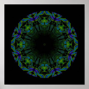 Pattern in Black and Peacock Colours. Poster