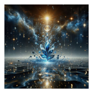 Pattern In Pure Clean Water Bubbles On A Blue Lake Poster