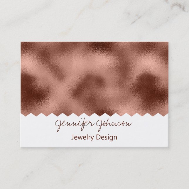Pattern Jewellery Design Rose Gold Foil Business Card (Front)