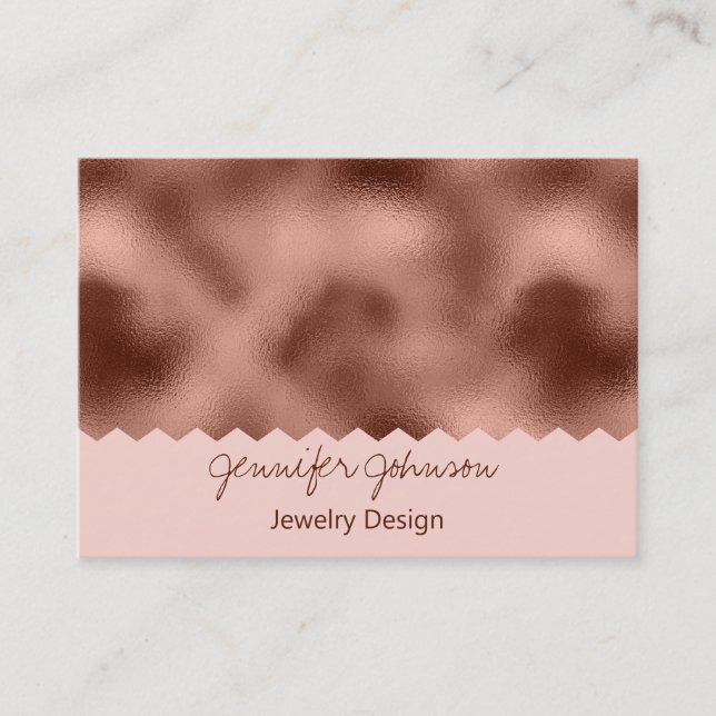 Pattern Jewellery Design Rose Gold Foil Business Card (Front)