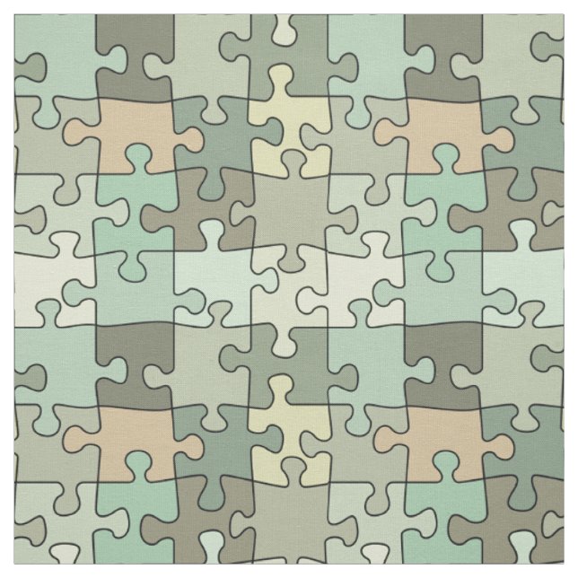 Pattern jigsaw puzzle green fabric (Swatch)