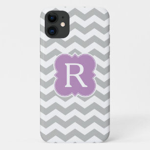 Pattern Lavender and Grey Monogram Chevron Case-Mate iPhone Case