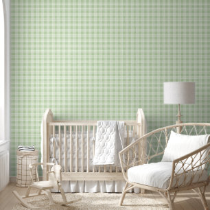 Pattern Light Olive Green Checks Room Office Wallpaper