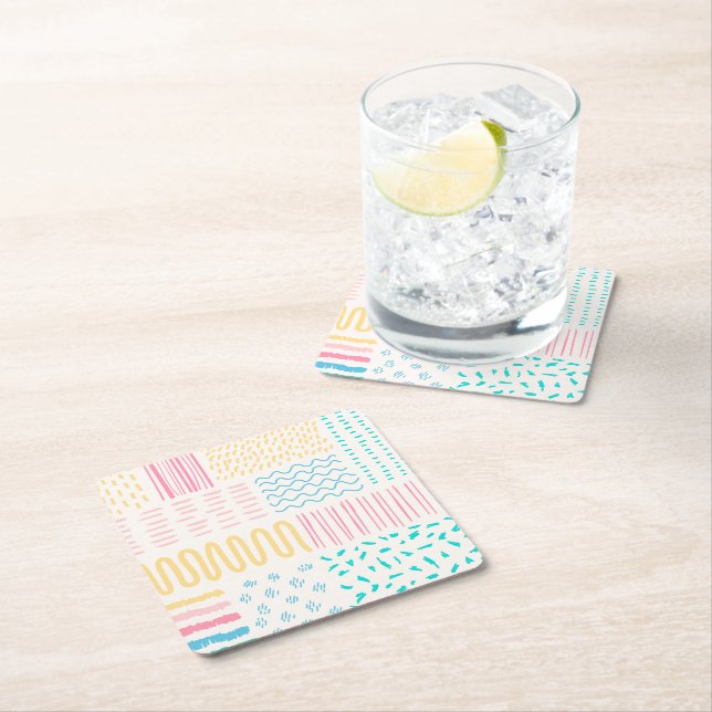 Pattern lines square paper coaster (Insitu)