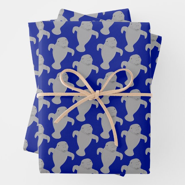 Pattern Manatee Animal Wrapping Paper Sheet (In situ)