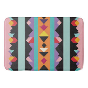 Pattern mix colourful stripes and triangles bath mat