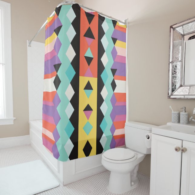 Pattern mix shower curtain (In Situ)