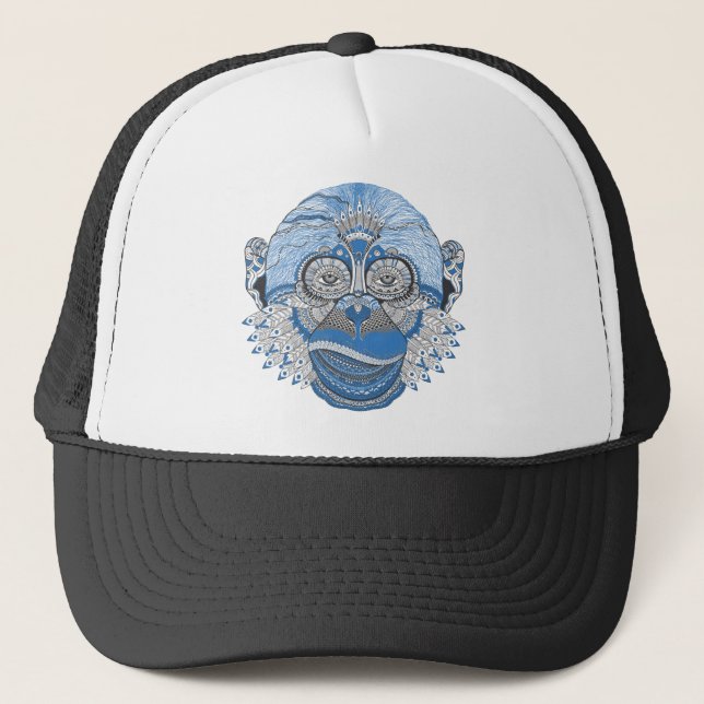 pattern monkey new year s eve trucker hat (Front)