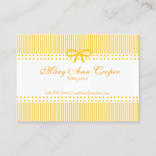 Pattern Mustard Yellow Babysitter Child Care Business Card