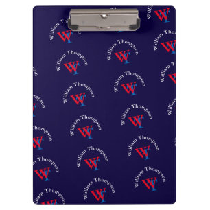 pattern name personalised red/blue monogrammed clipboard
