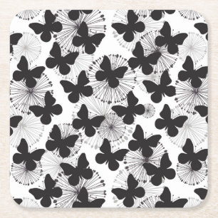 pattern of a butterfly square paper coaster