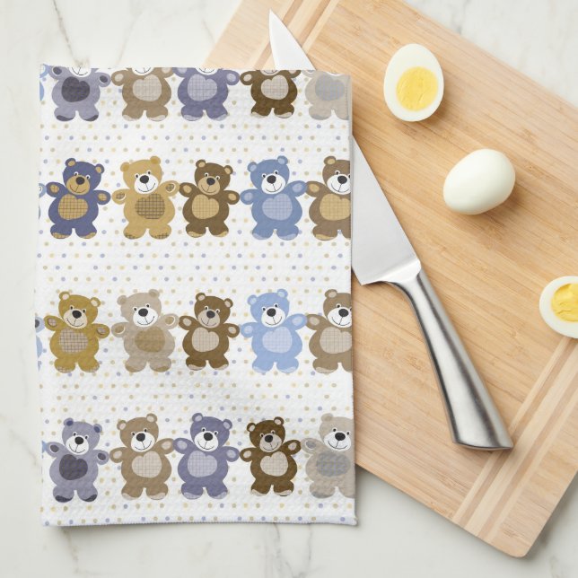 pattern of a toy teddy bear tea towel (Quarter Fold)