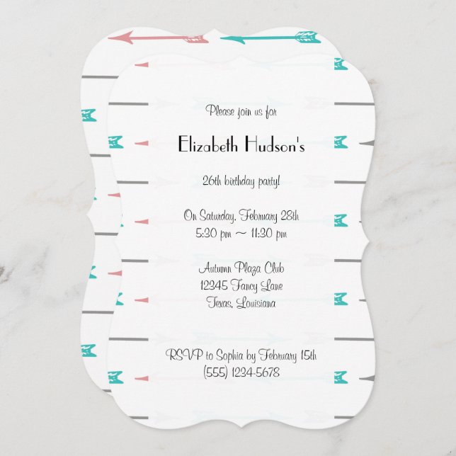 Pattern Of Arrows, Colourful Arrows, Birthday Invitation (Front/Back)