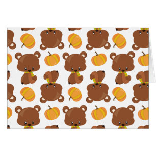 Pattern Of Bears, Cute Bears, Fall, Pumpkins
