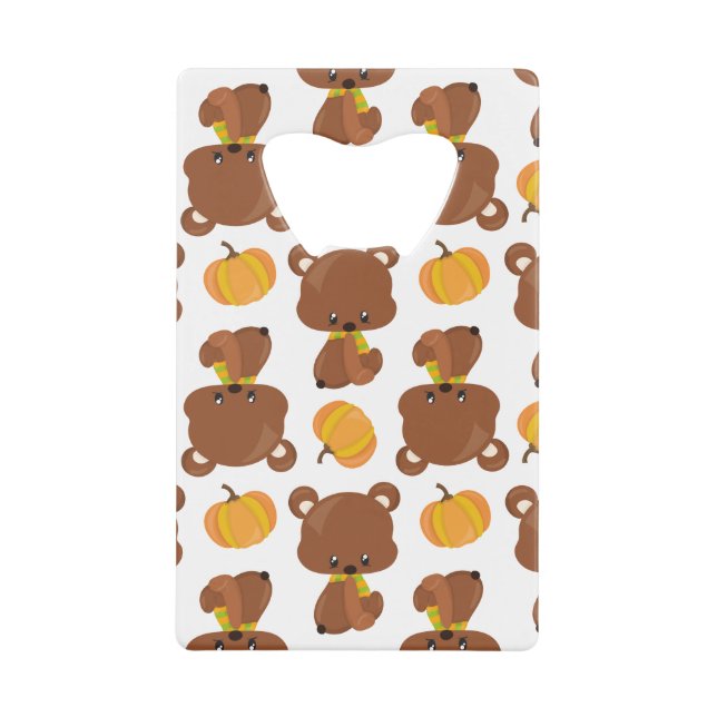 Pattern Of Bears, Cute Bears, Fall, Pumpkins (Front)