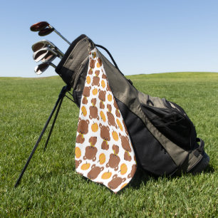 Pattern Of Bears, Cute Bears, Fall, Pumpkins Golf Towel