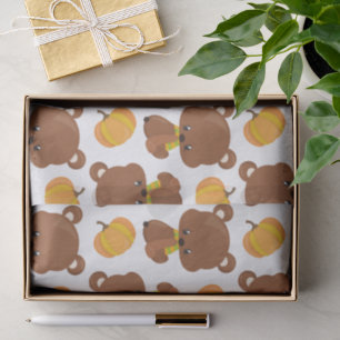 Pattern Of Bears, Cute Bears, Fall, Pumpkins Tissue Paper