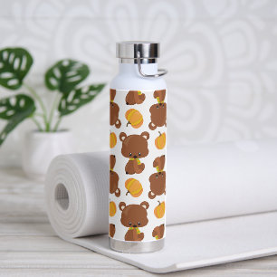 Pattern Of Bears, Cute Bears, Fall, Pumpkins Water Bottle