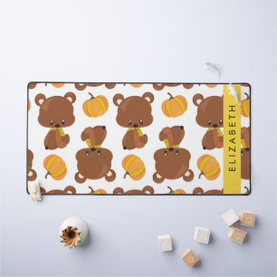 Pattern Of Bears, Cute Bears, Pumpkin, Your Name Desk Mat