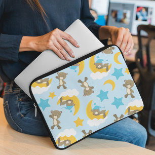 Pattern Of Bears, Cute Bears, Teddy Bears, Stars Laptop Sleeve