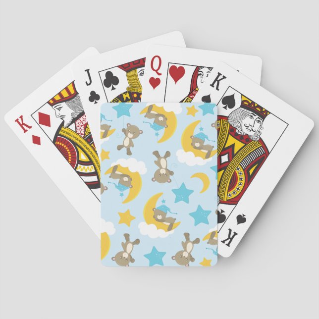 Pattern Of Bears, Cute Bears, Teddy Bears, Stars Playing Cards (Back)
