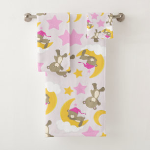 Pattern Of Bears, Teddy Bears, Cute Bears, Stars Bath Towel Set