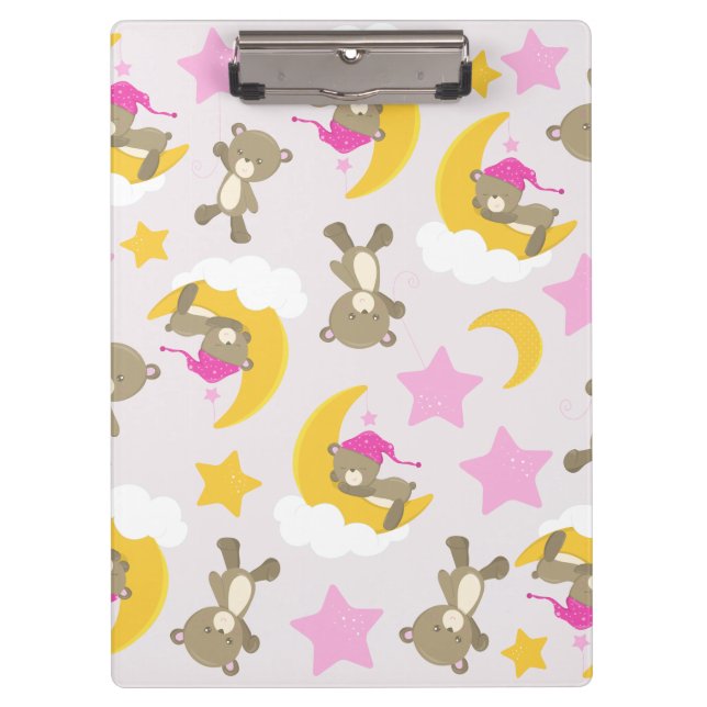 Pattern Of Bears, Teddy Bears, Cute Bears, Stars Clipboard (Front)