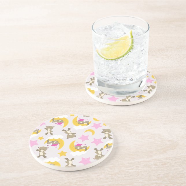 Pattern Of Bears, Teddy Bears, Cute Bears, Stars Coaster (Side)
