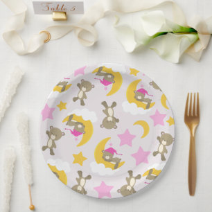 Pattern Of Bears, Teddy Bears, Cute Bears, Stars Paper Plate